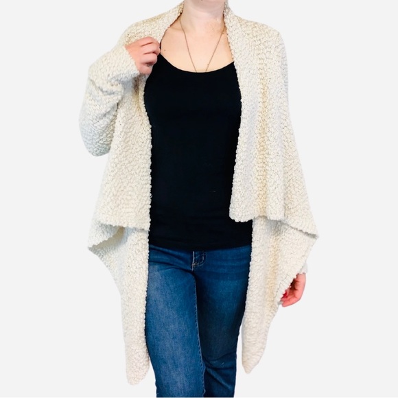 Adam Levine Collection Sweaters - Open Front Waterfall Cardigan Popcorn Knit Adam Levine Large Long Sleeve Cozy